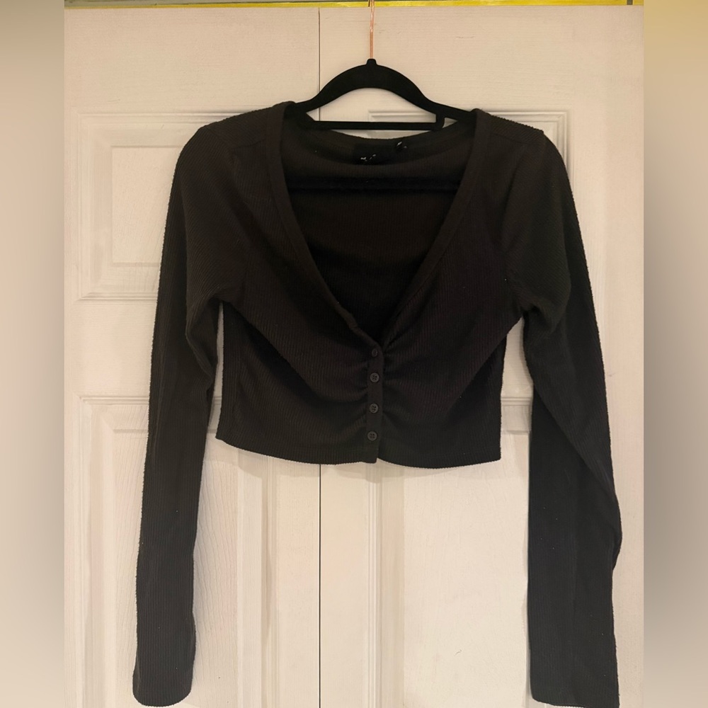 Urban Outfitters UO Out From Under Sherry Cropped Shirred Cardigan